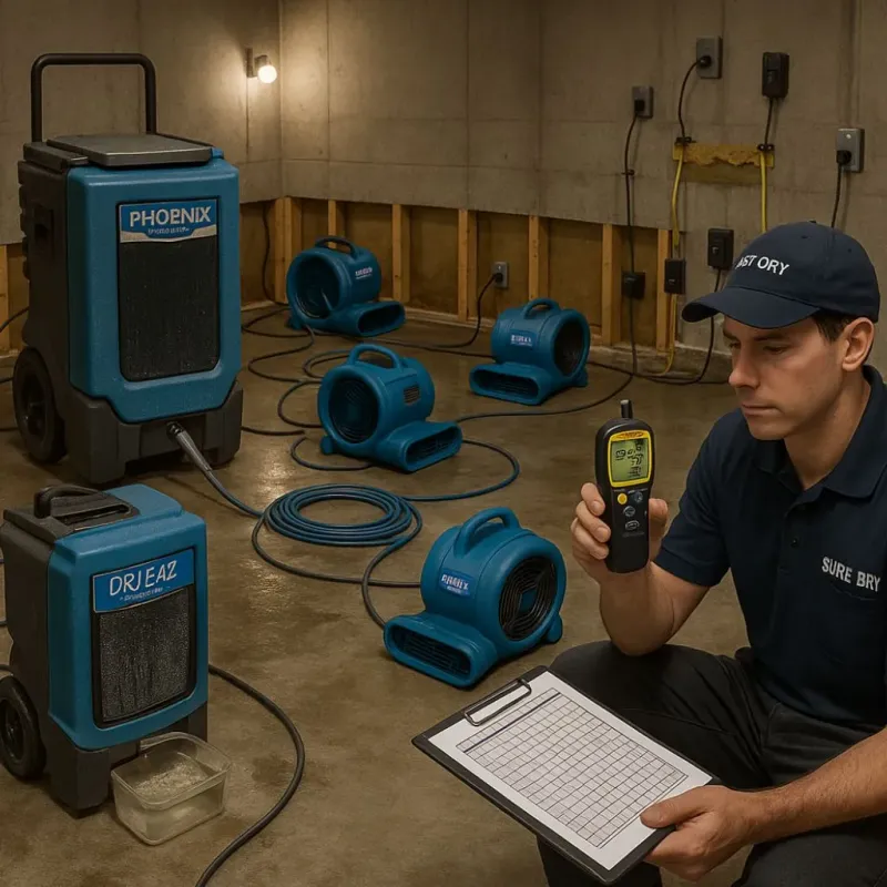 Structural Drying and Dehumidification process in Cheval, FL